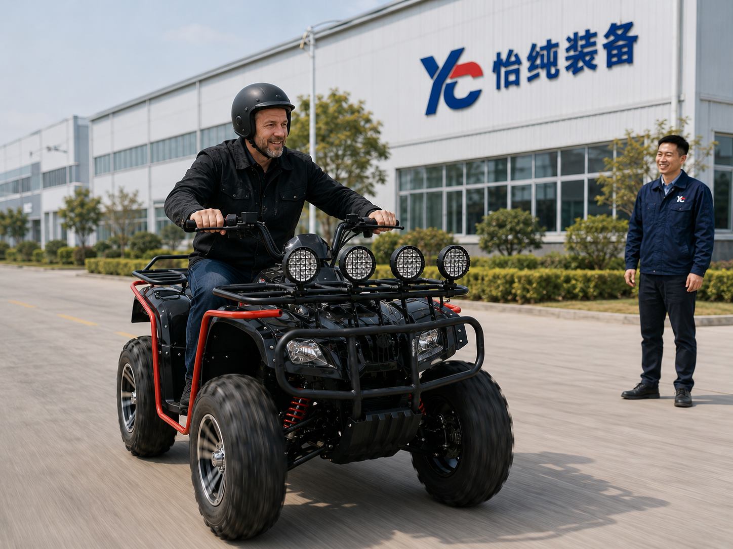 Danish customer touring the ATV production workshop