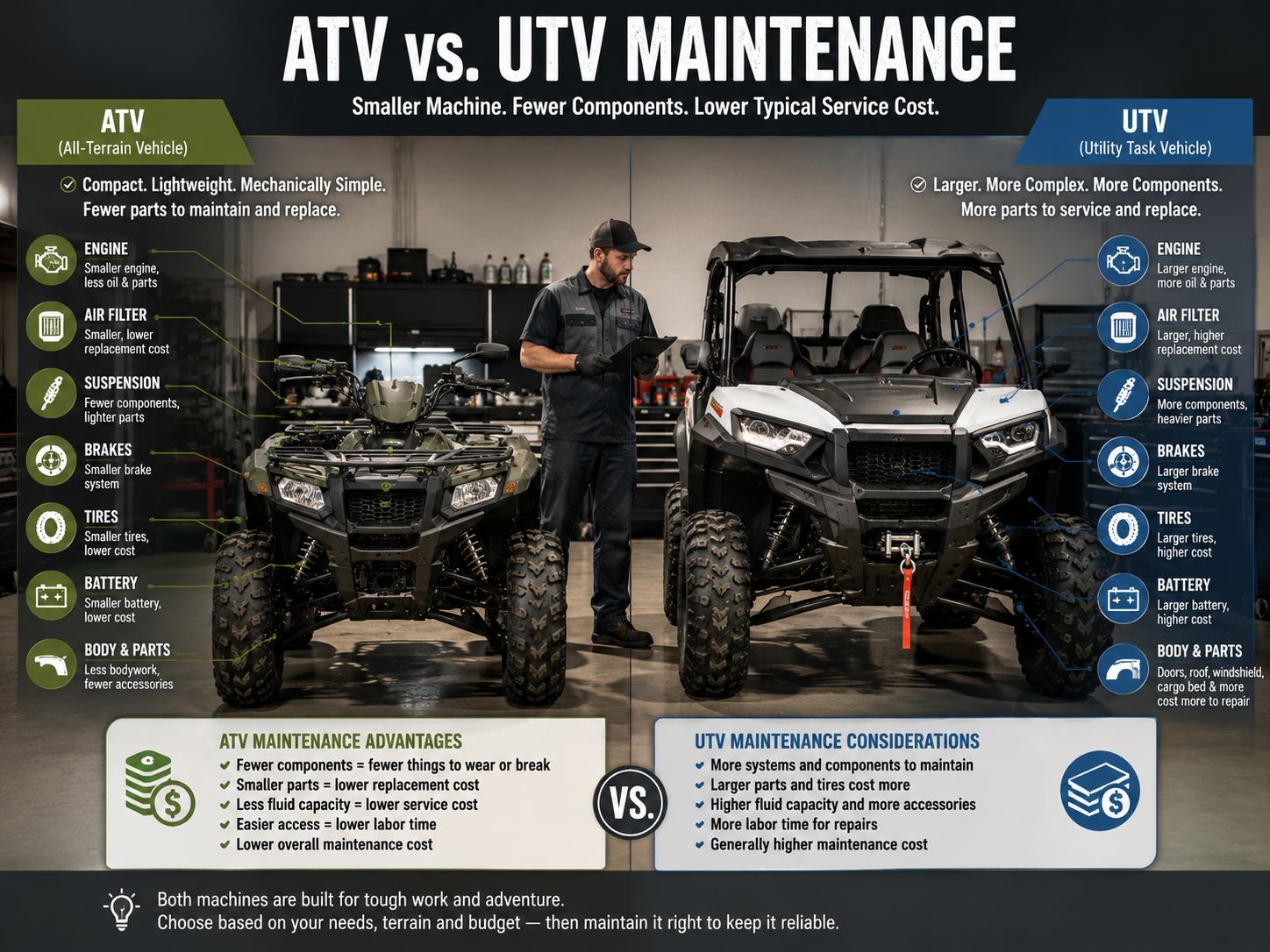 Which Costs Less to Maintain, an ATV or UTV?